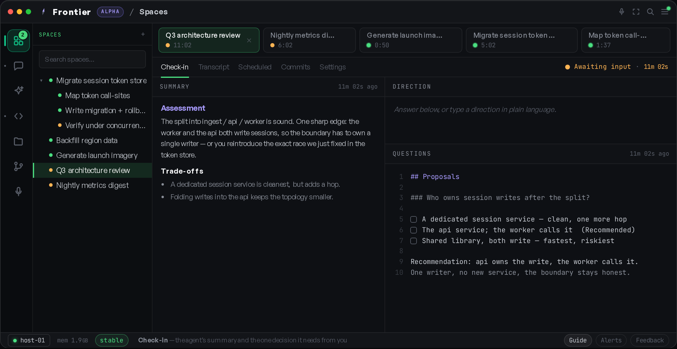 The Spaces extension in Frontier